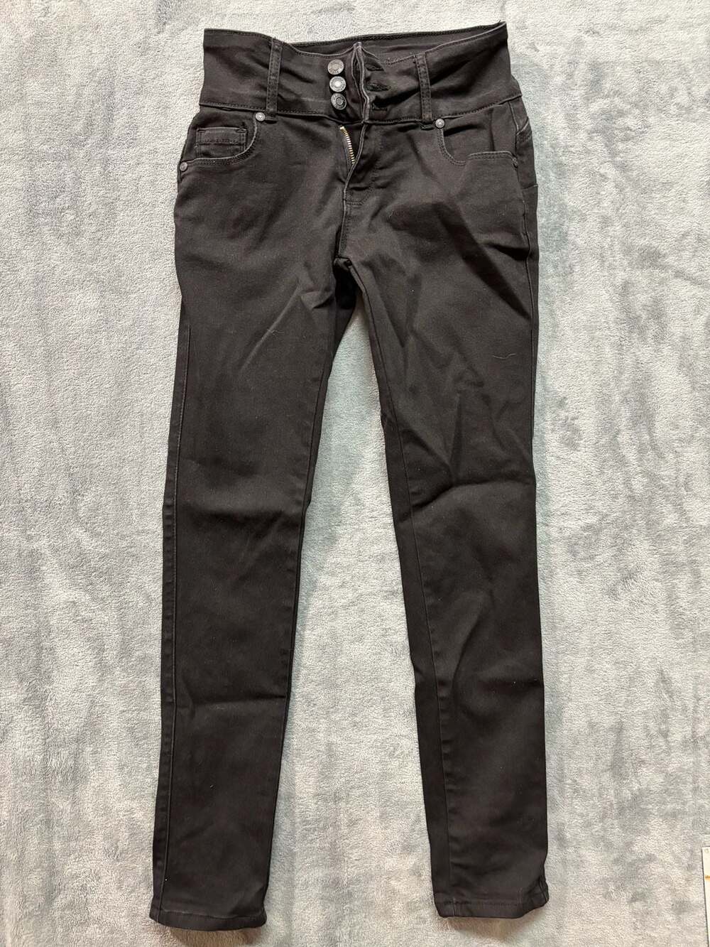 Bamboo Jeans Women's Black High-Waist Triple-Button Skinny Size 3 stretchy